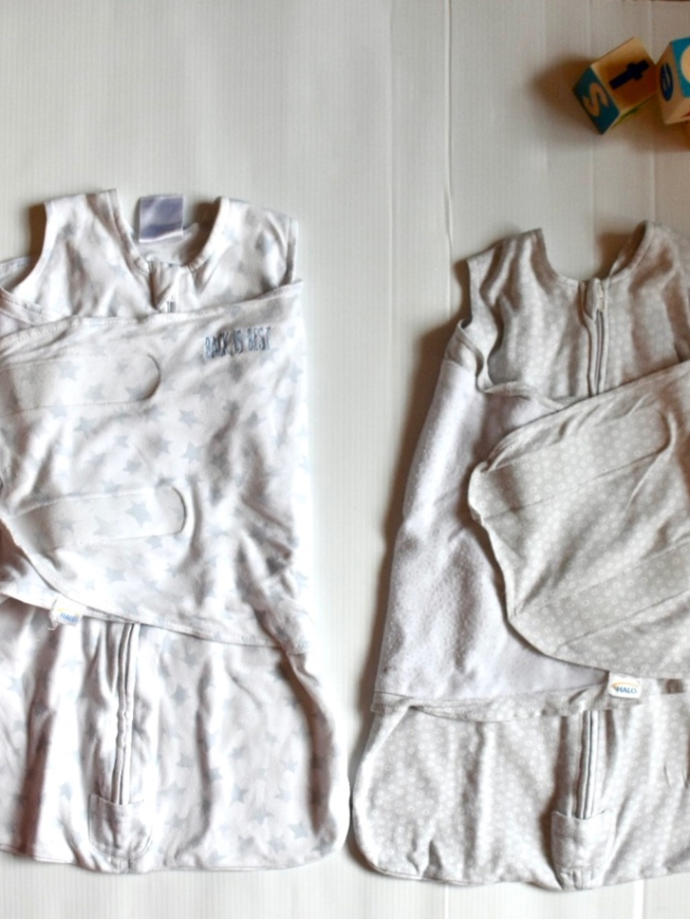 Two Halo 100% cotton newborn sleepsacks